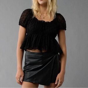 NWT American Eagle Black Polka Dot Blouse